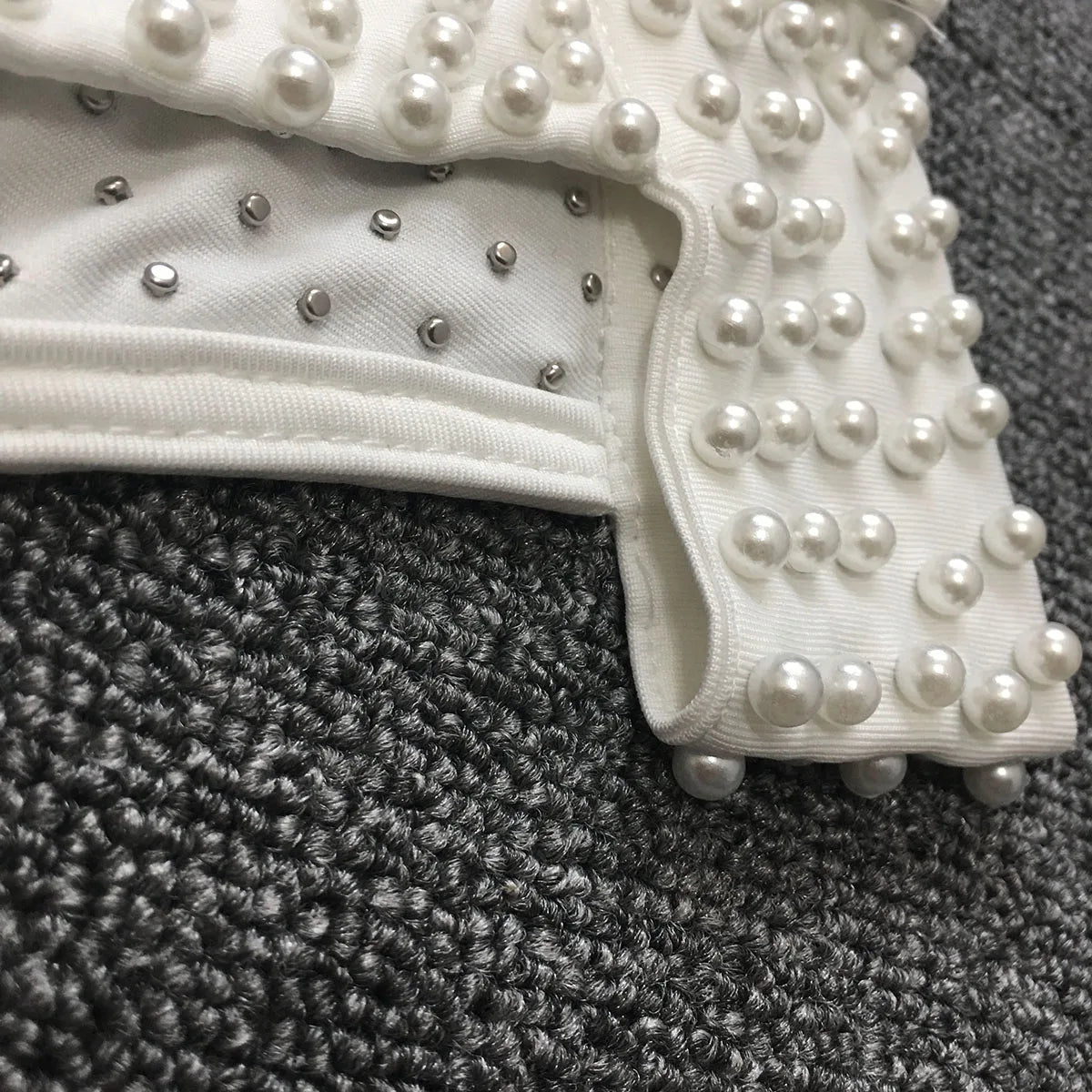 Dam Midi Klänning med Konstpärlor Polyester Lycra för Fina Tillfällen-5