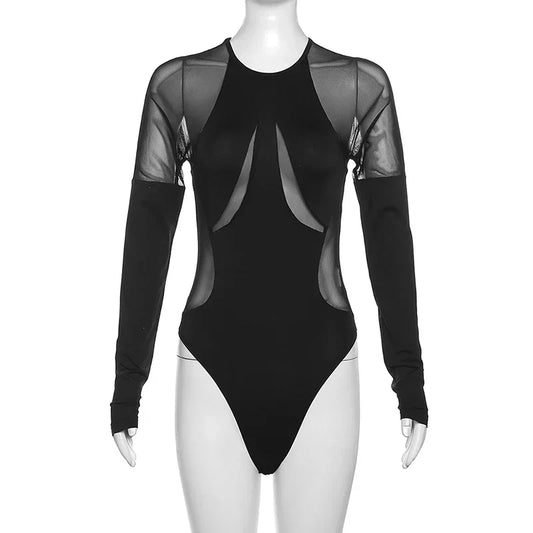 Dam Bodysuit Monokrom Spetsdesign Polyester och Bomull-1