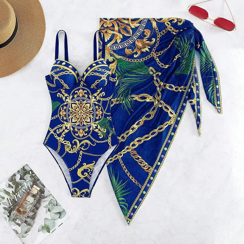 Hög Midja Bikini Set för Dam med Blommönster – Bekväm Spandex och Terylene, Perfekt för Strand och Pool 2