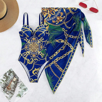 Hög Midja Bikini Set för Dam med Blommönster – Bekväm Spandex och Terylene, Perfekt för Strand och Pool 2