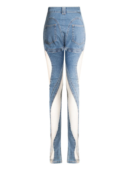 Dam Jeans Hög Midja Löst Snitt Bomull Denim-3