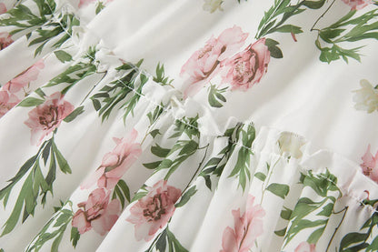 Damklänning med Lykta Ärmar Mönstrad Bomull Spandex Polyester-6