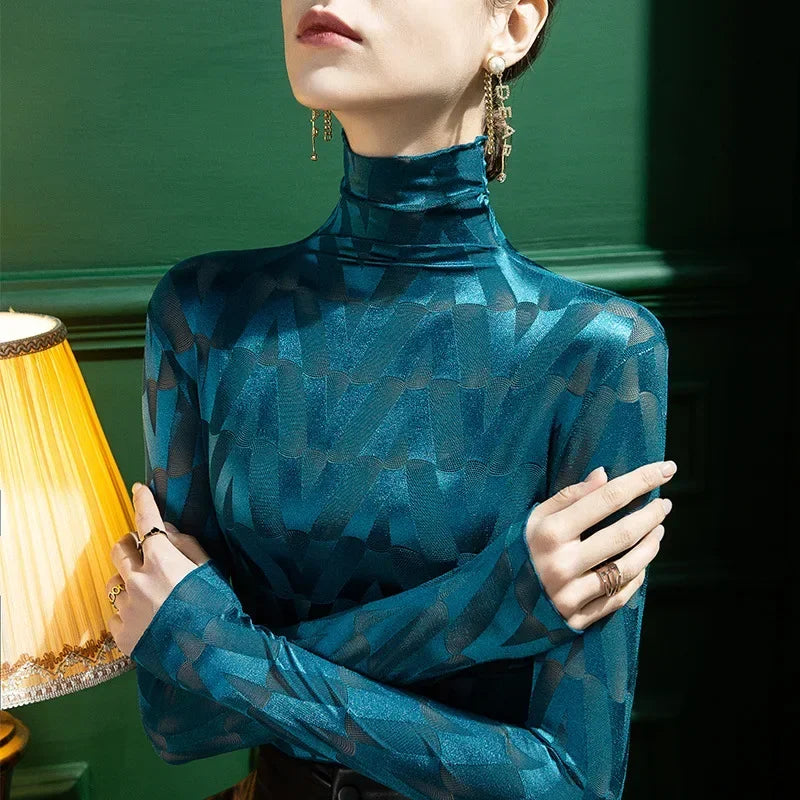 Herr Långärmad T-shirt Kvalitets Polyester Spandex-5