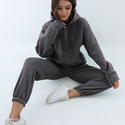 Dam Träningsset Hoodie Syntetmaterial Joggingbyxor Komfortabelt Set 21