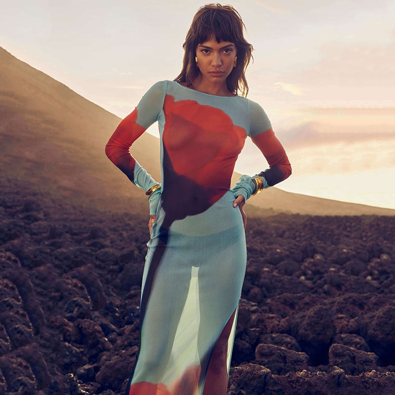 Maxiklänning Dam Justerbara Ärmar Polyester Elegant Ankel-längd-4