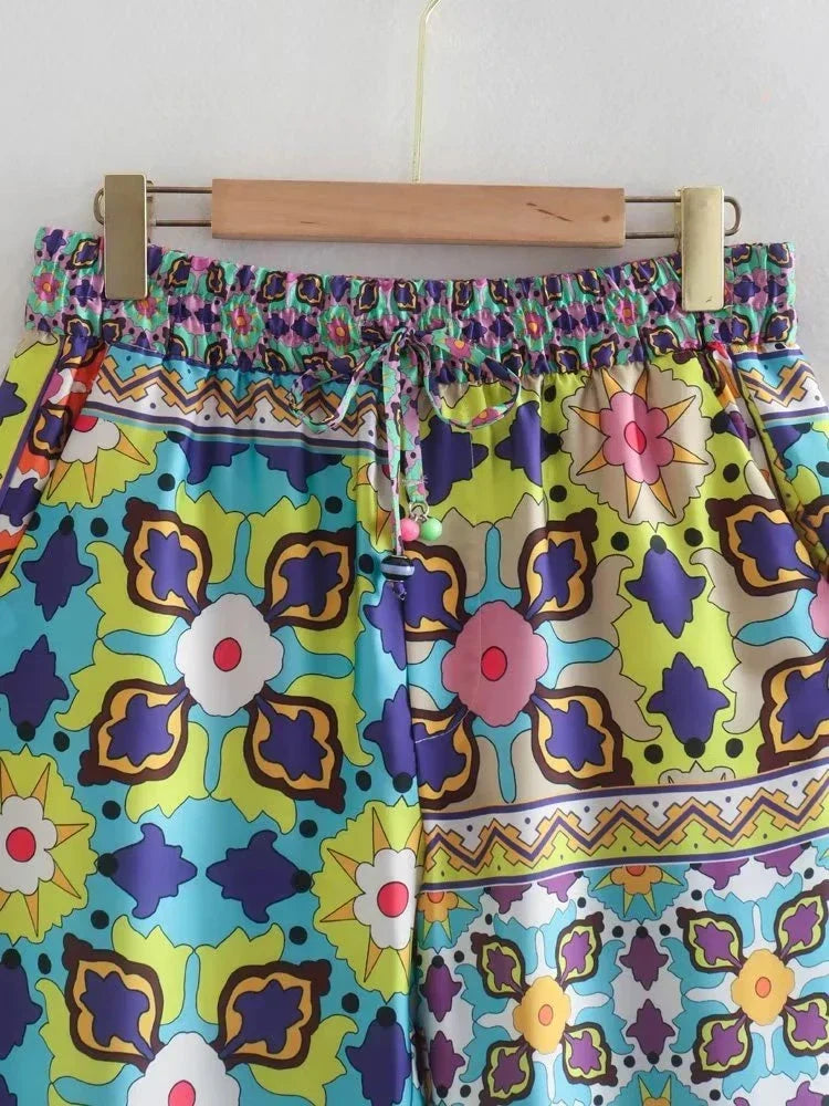 Snygga Byxor Dam Chic Tryck Lätt Polyester-6