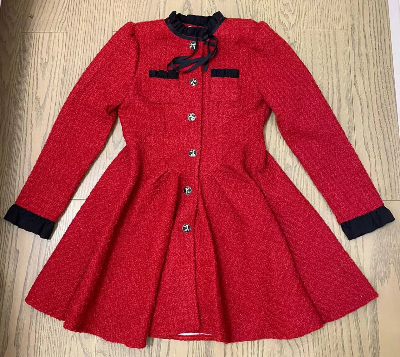 Kvinnors Miniklänning A-linjeformad Polyester Puffärmar 11