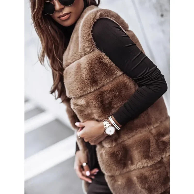 Dam Fleeceväst Sportig Stil Mjuk Polyester-5