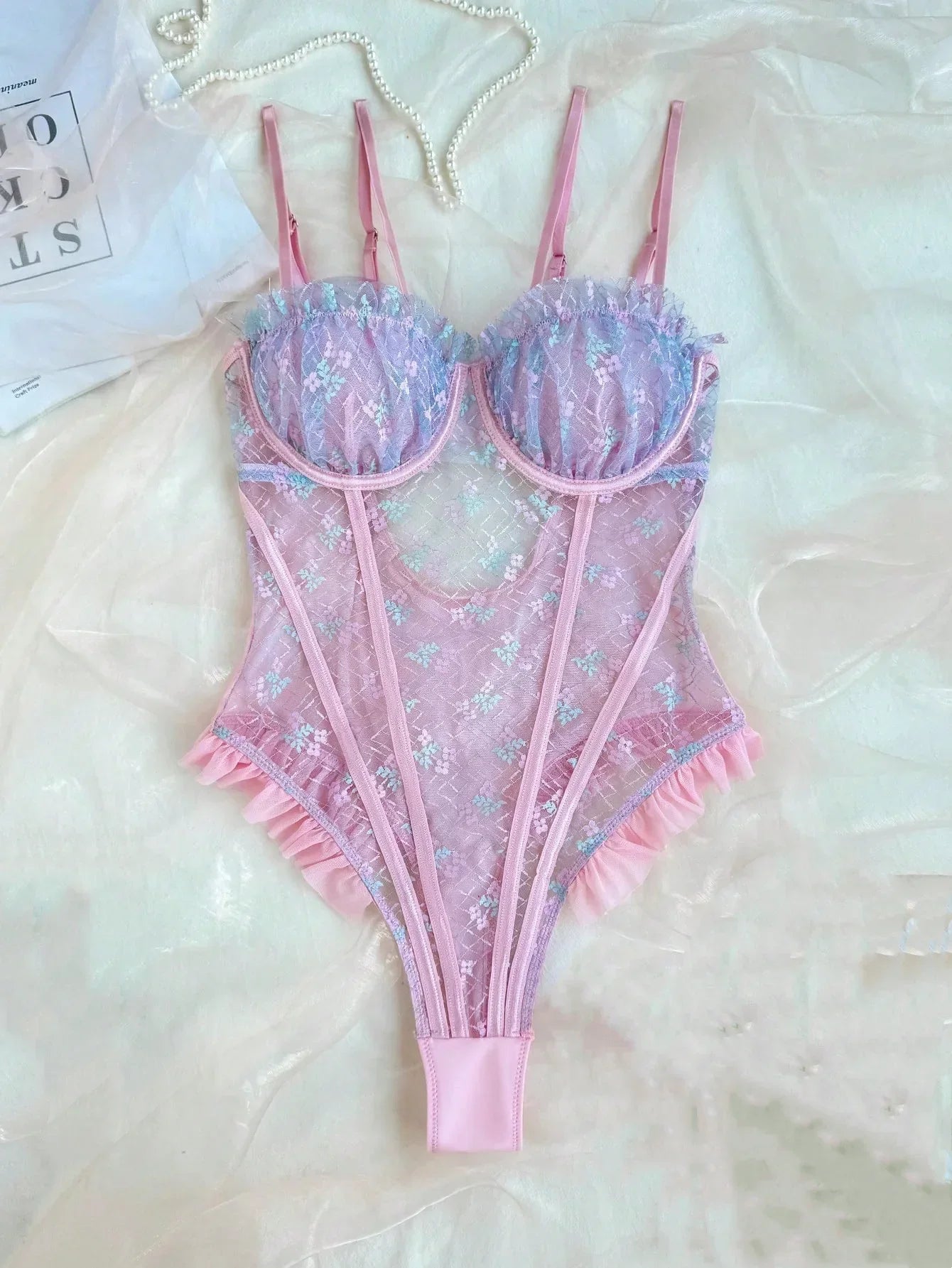 Dam Teddy Spets Figurformad Polyester-1