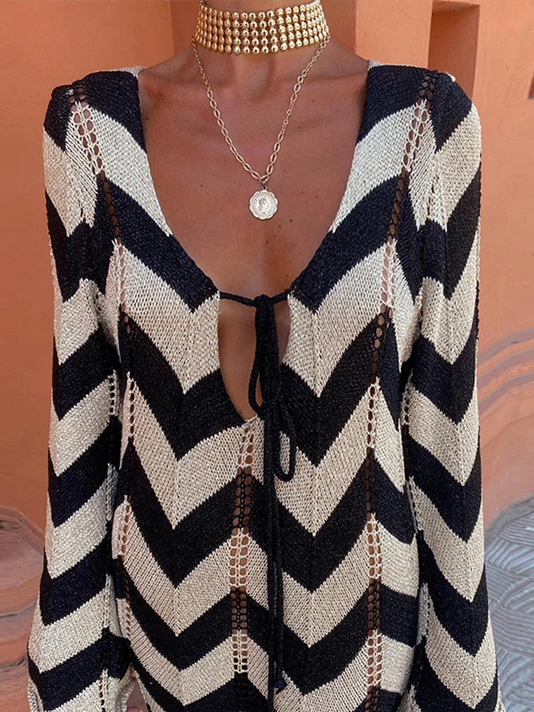 Kvinnors Maxiklänning Elegant Ull Flödande Design-3