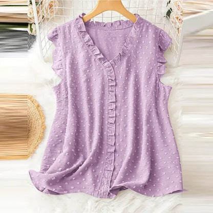 Dam Blus Avslappnad Stil 100% Bomull Elegant Design-4