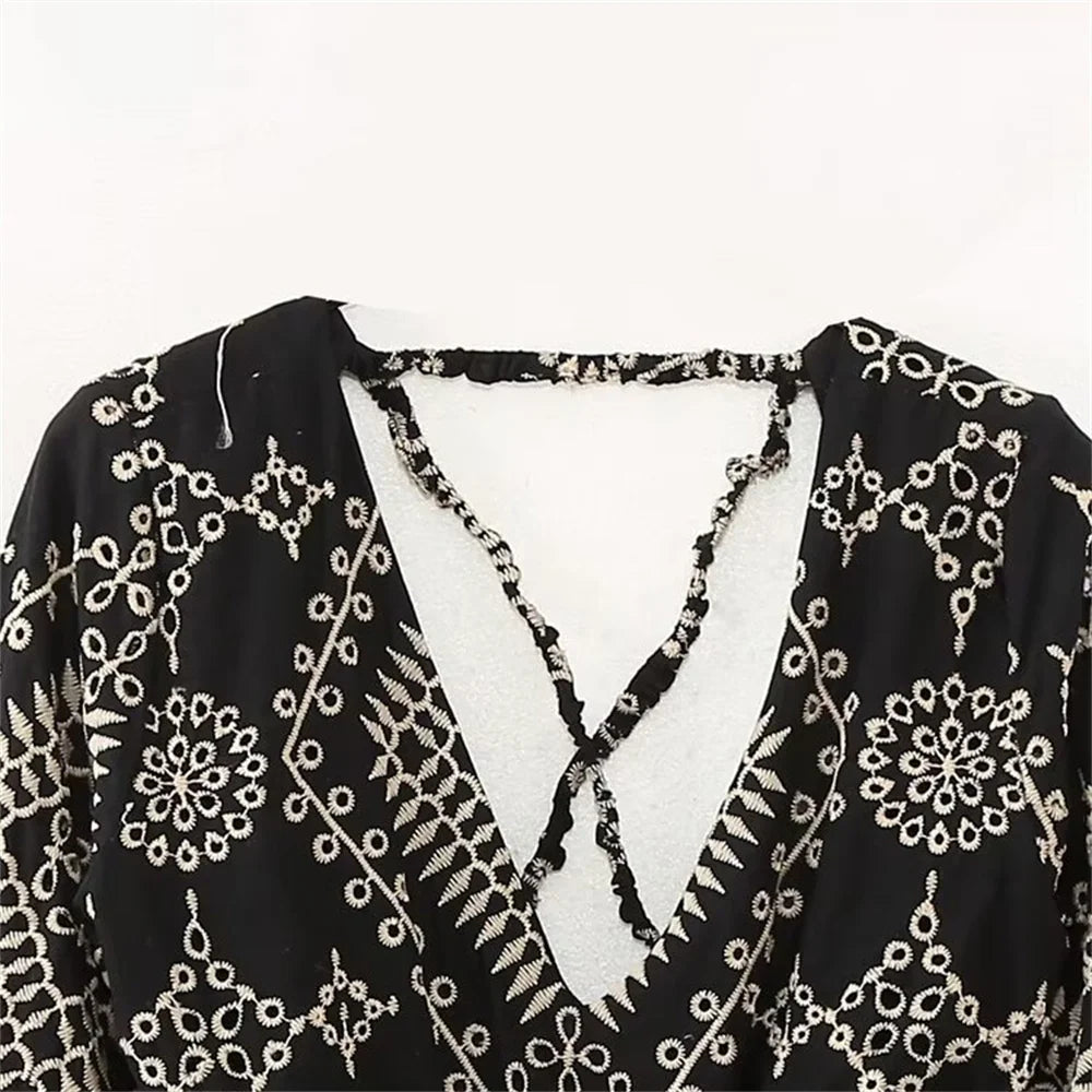 Dam Midi Klänning A-linje V-ringning Polyester för Fina Tillfällen-3