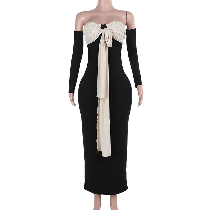 Dam Maxiklänning Patchwork Design Polyester och Bomull-4