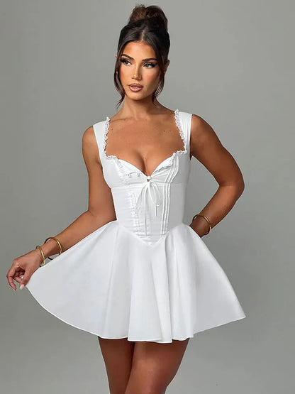 Dam Miniklänning A-linje V-ringning Polyester-2