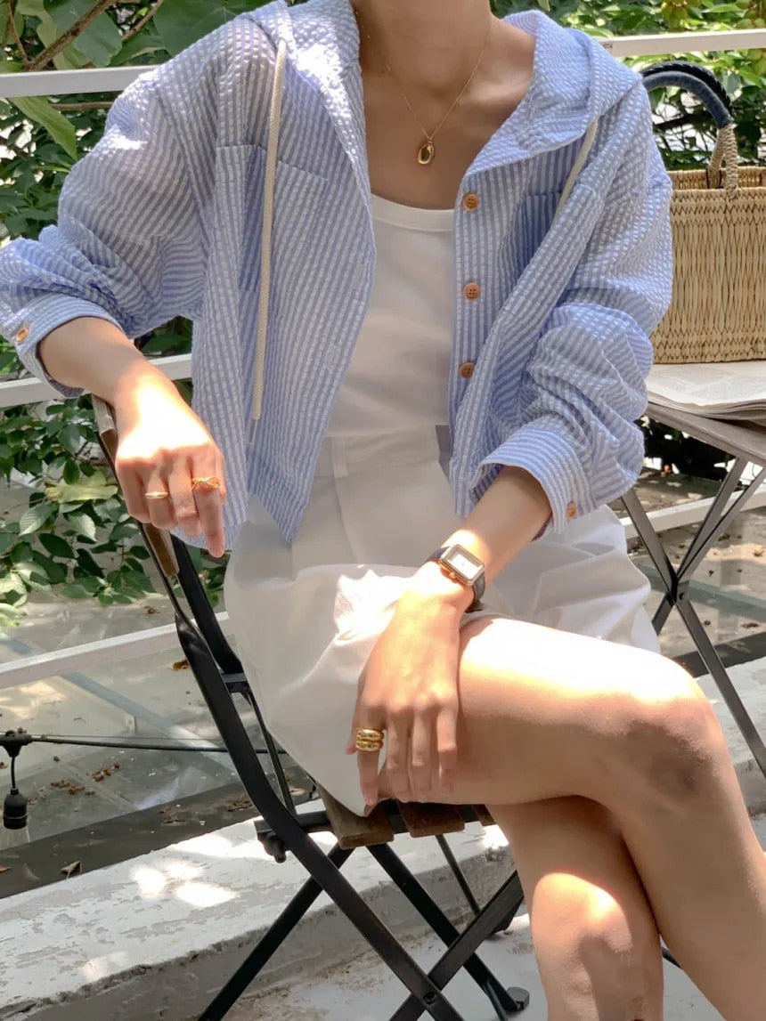 Dam Skördesjacka Randig Långärmad Andningsbart Tyg-5