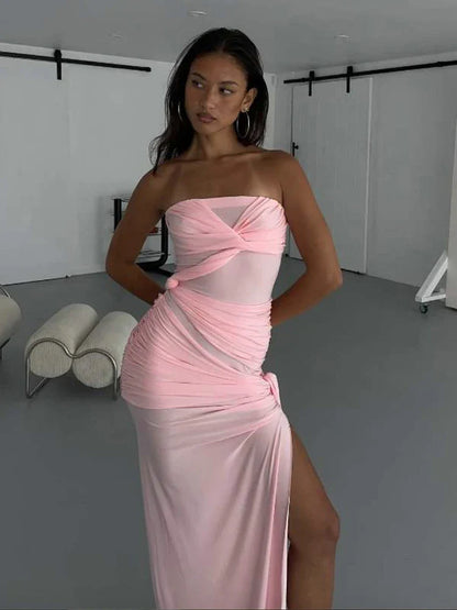 Maxi Klänning Dam Ärmlös Polyester Elegant Lång Klänning-3