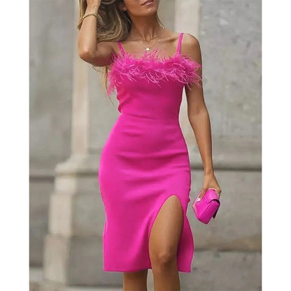 Variant image for Kvinnors Miniklänning Spaghettiband Polyester Hög Slot-1