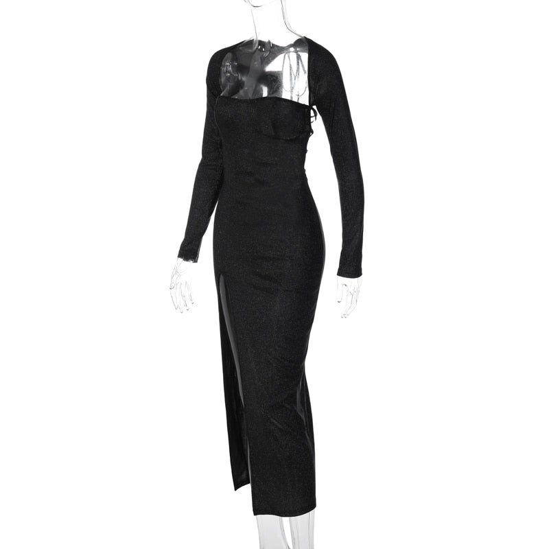 Dam Maxiklänning A-Linje Fyrkantig Halsringning Polyester Spandex-5