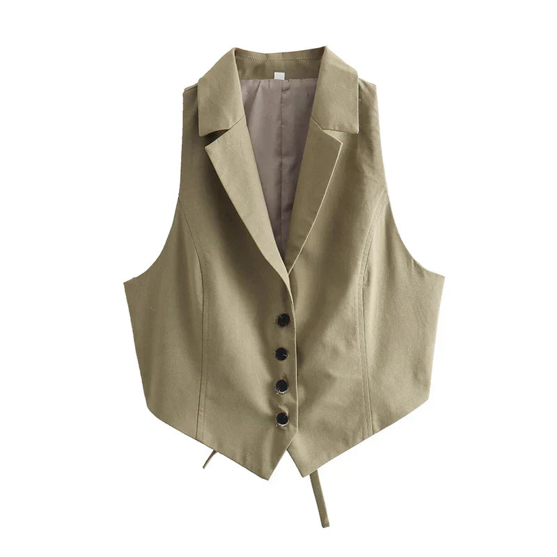 Variant image for Dam Väst Kort Monokrom Polyester med Vänd Krage-5