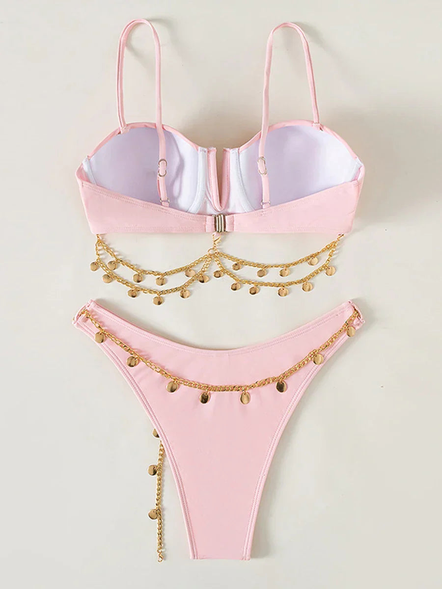 Dam Bikini Set Strandlook Spandex Polyester-4