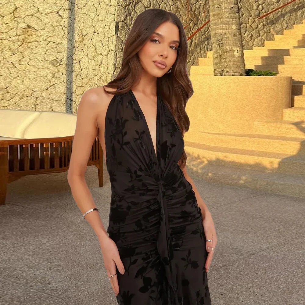 Dam Klänning Midi V-Neck Trumpet Silhuett Bomull Polyester-2