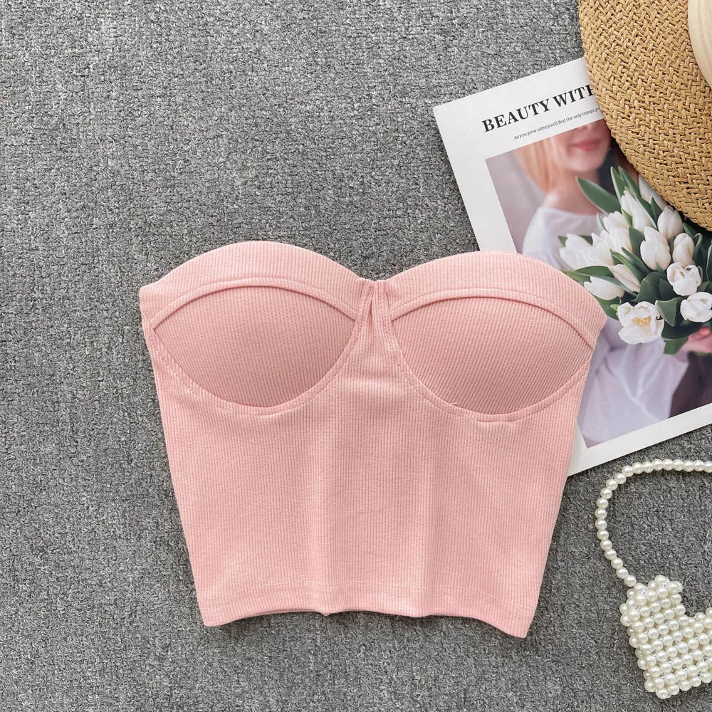 Festtoppar Dam Bustier Kort Akryl med Blomma-4