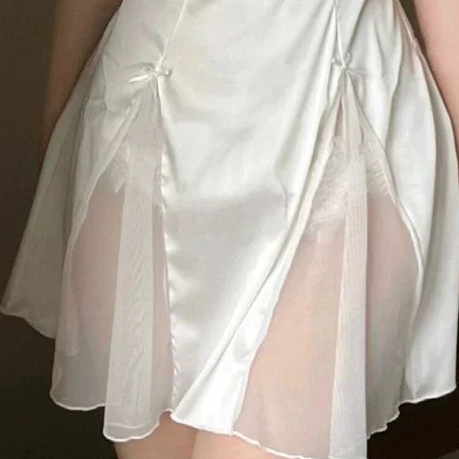 Kvinnors Nattklänning Spaghettiband Polyester Lårlång-5