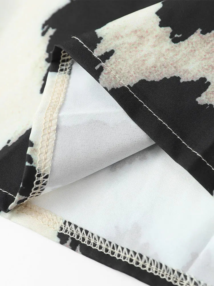 Dam Klänning Leopardmönster Tre Kvart Ärmar Löst Snitt Luftigt Tyg-5