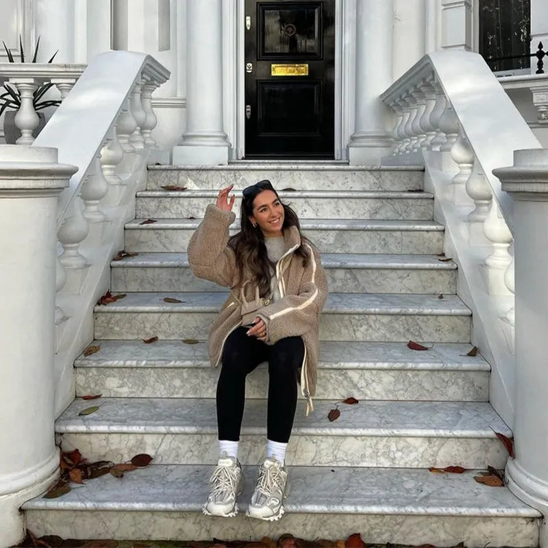 Damjacka Oversized Lammull Trendig Komfortabel 4