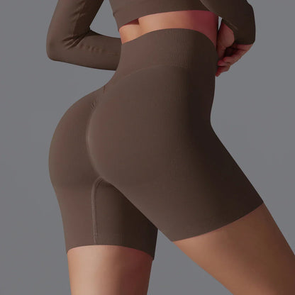 Kvinnors Träningsshorts Sömlösa Scrunch Hög Midja Elastiskt Material-4