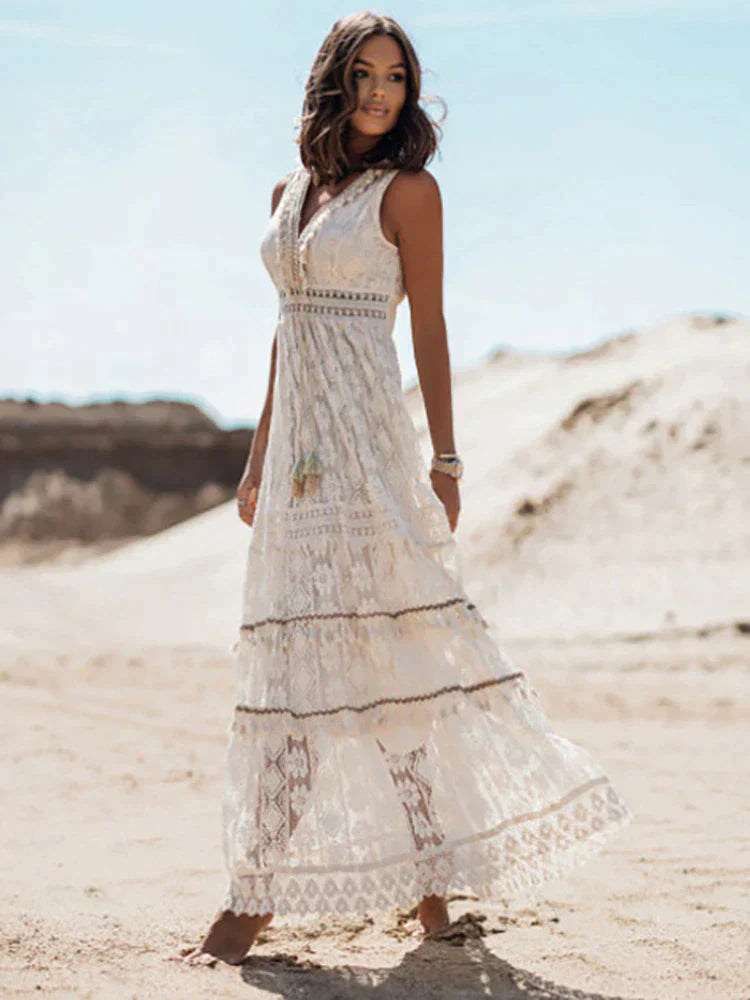 Dam Sommarklänning Elegant Lätt Material - Perfekt för Midsommar och Bröllopsgäst-1