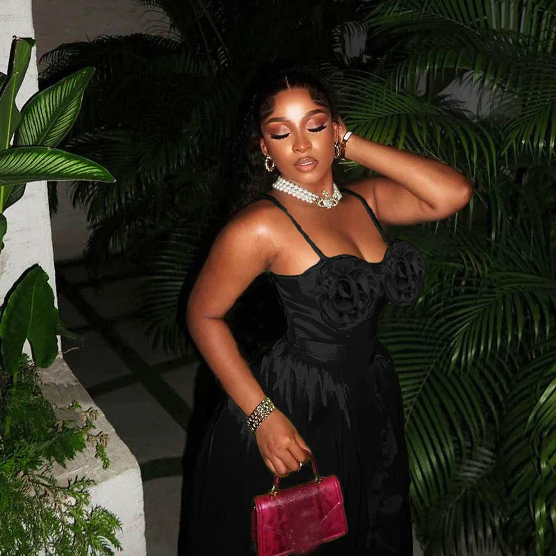 Kvinnors Midi Klänning Spaghetti Band Polyester-4