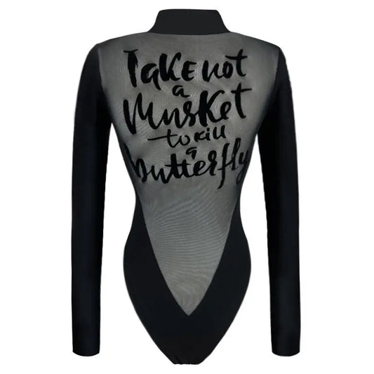 Dam Bodysuit Transparent Design Bomull Spandex-1
