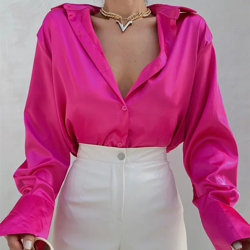 Dam Blus Chiffon med Elegant Knappdetalj i Polyester och Acetat-2