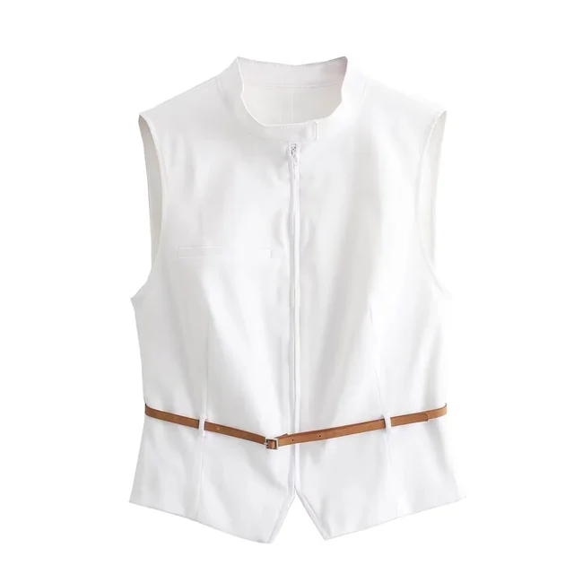 Dam Tank Top med Bältesdetalj Rynkekjol i Bomull-6