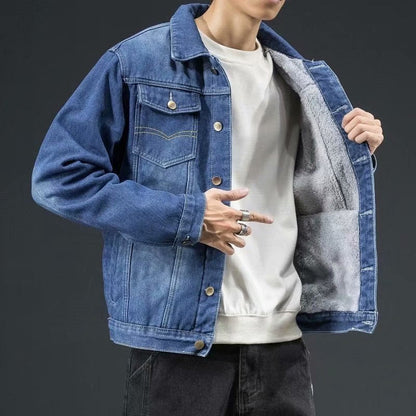 Herrjacka Denim Klassisk Stil Högkvalitativ Material 5
