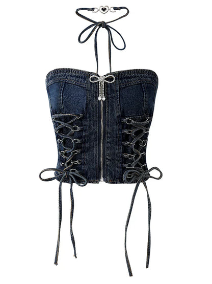 Variant image for Dam Crop Top Monokrom Denim Blend-1