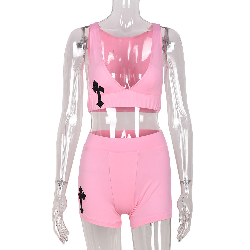 Kvinna Sportig Uppsättning Monokrom Spandex-5