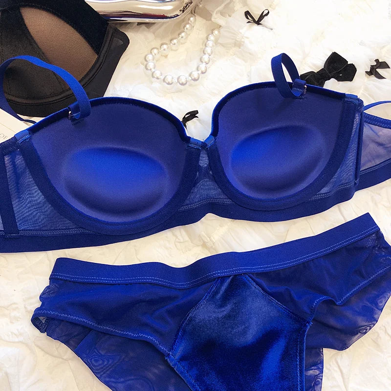 Dam BH-uppsättning i Spandex och Syntetiskt Läder med Lapptäcksdesign-4