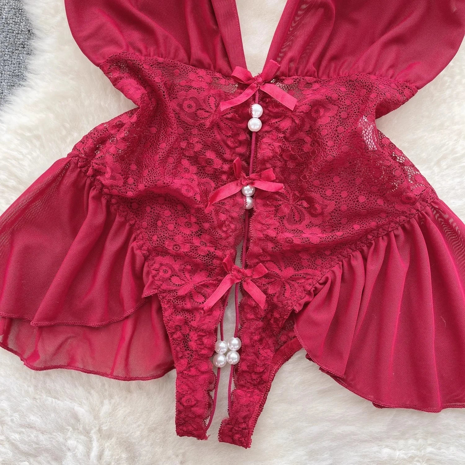 Dam Teddie Blommönster Pärlbroderi Polyester Spandex-4