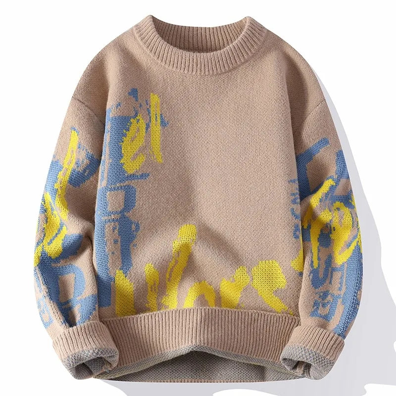 Herr Tröja Casual Grafisk Utskrift Mjuk Bomull-5