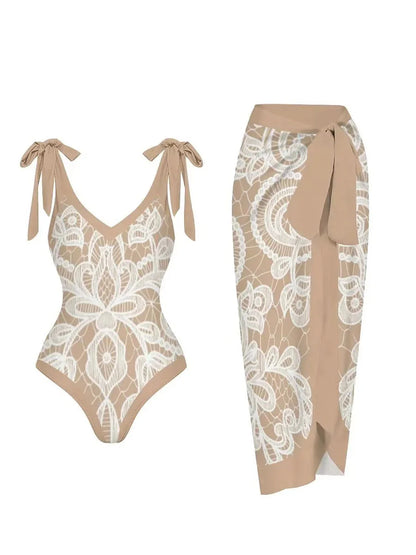 Dam Bikini Set V-Hals Ärmlös Spandex Polyester med Tryckmönster 11