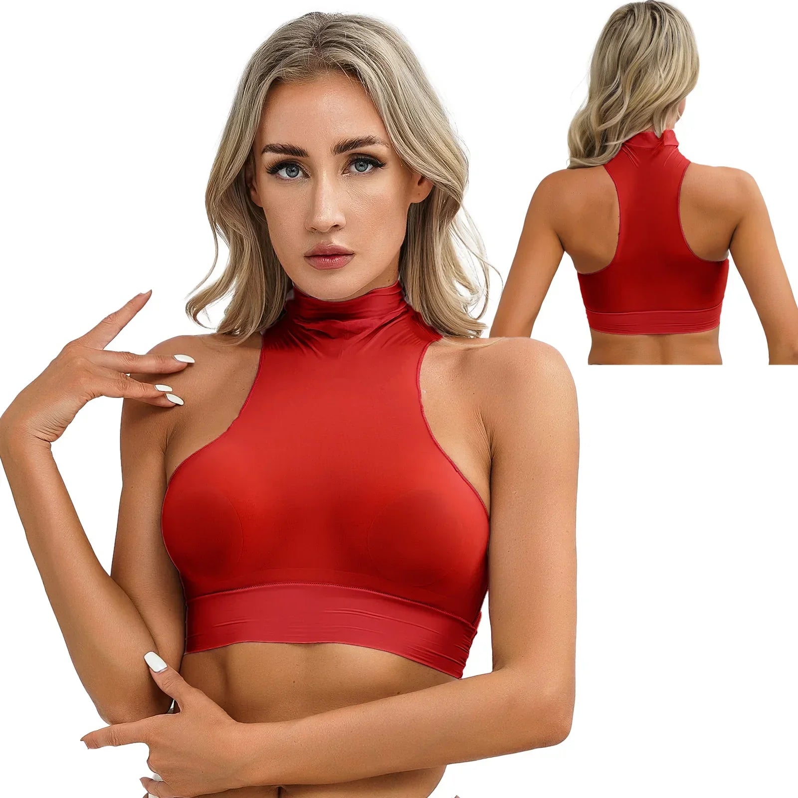 Dam Topp Beskuren Nylon Spandex Flexibel Passform-1