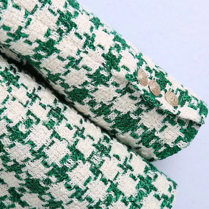 Kvinna Blazer Klassisk Tweed Tidslös Stil-5