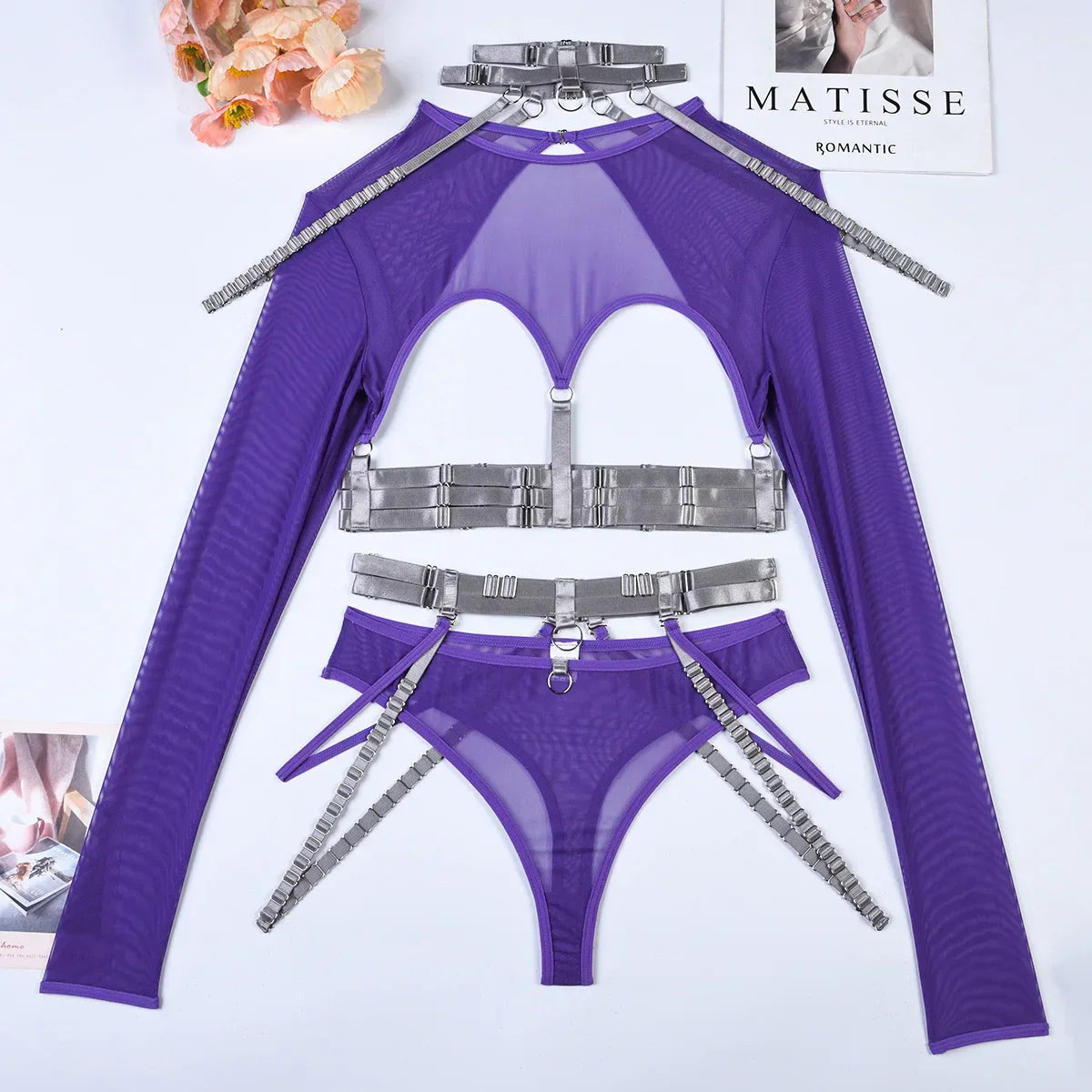 Variant image for Snygga Damunderkläder Set med Patchwork Design i Polyester och Spandex-17