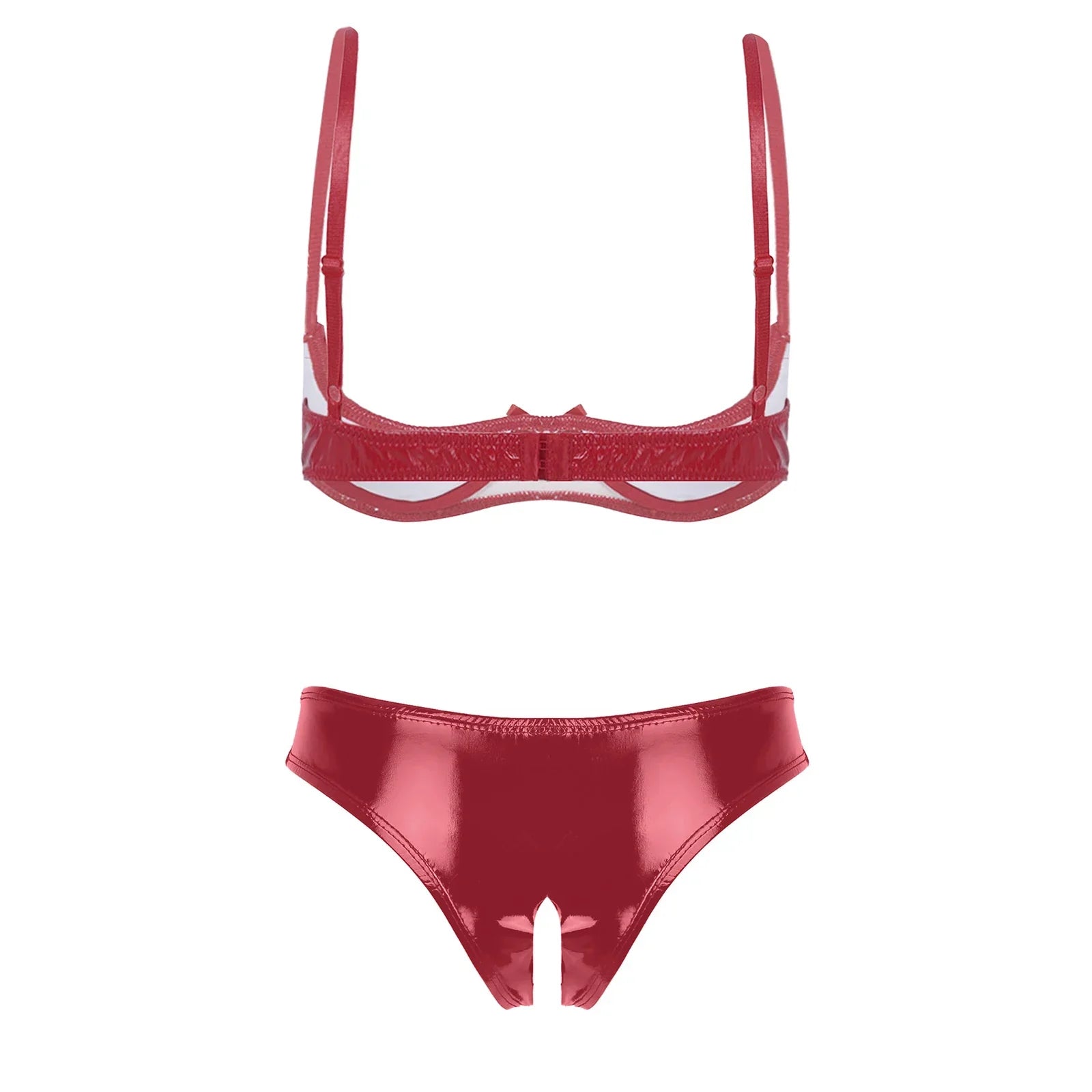 Herr Crotchless Underkläder Monokrom Spandex Patentläder 2
