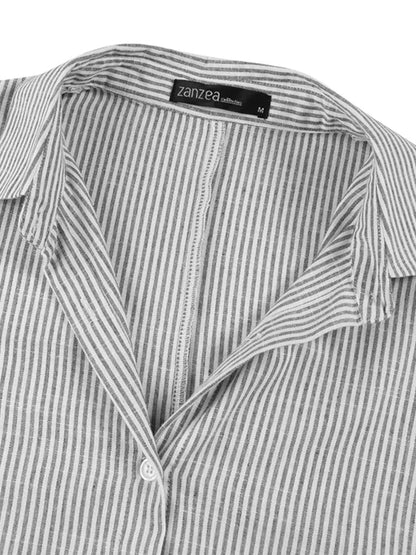 Dam Maxiklänning Randig Avslappnad Bomull Långärmad 4