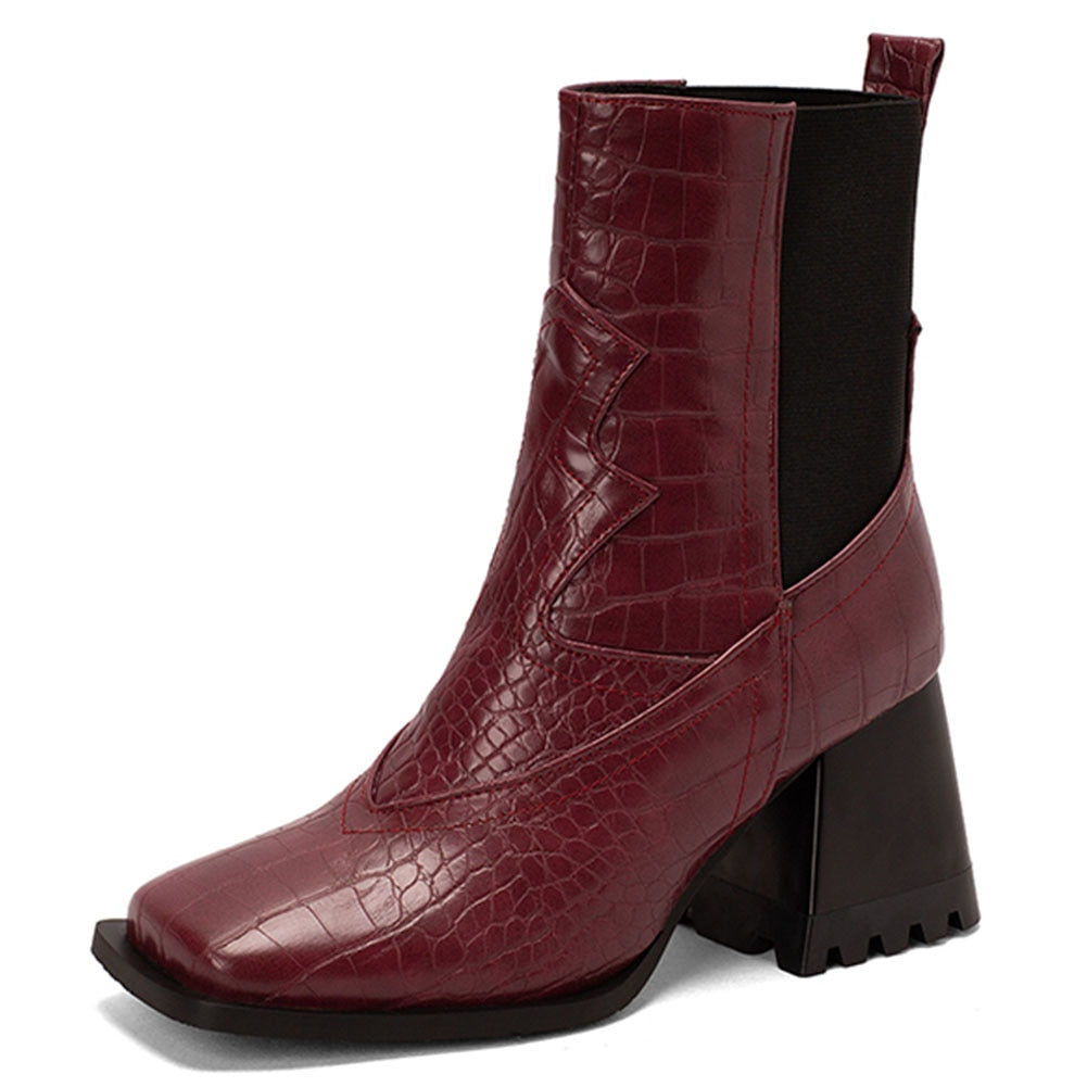 Variant image for Damstövlar Hög Klack PU-material Djurmönster Elegant Design-23