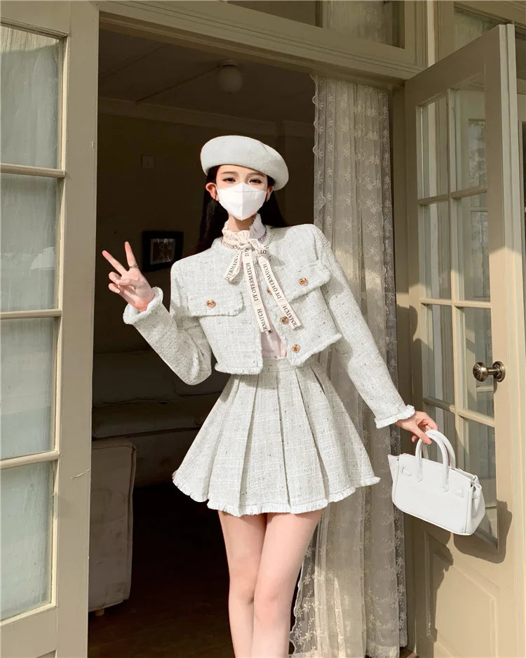 Dam Stenuppsättning Elegant Knappdesign Polyester Mikrofiber Ull-4