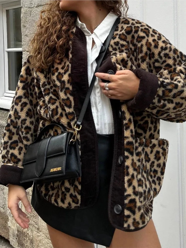 Damjacka Vattentålig Leopardtryck Bekväm Passform-3